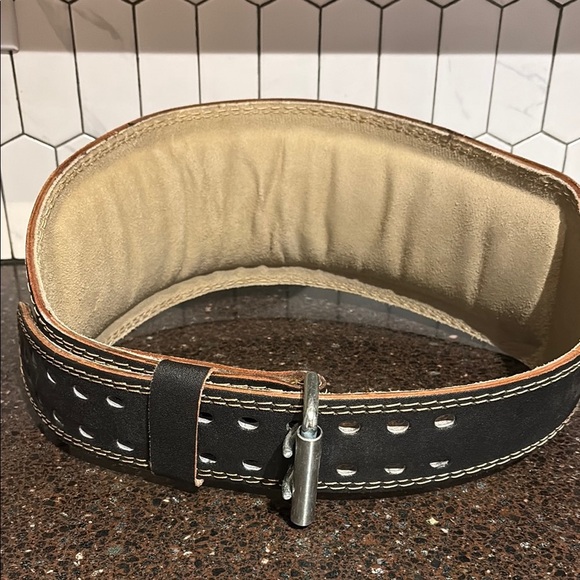Harbinger Black Leather 6" Padded Weightlifting Belt with Suede Lining XL - 49” - Picture 3 of 5